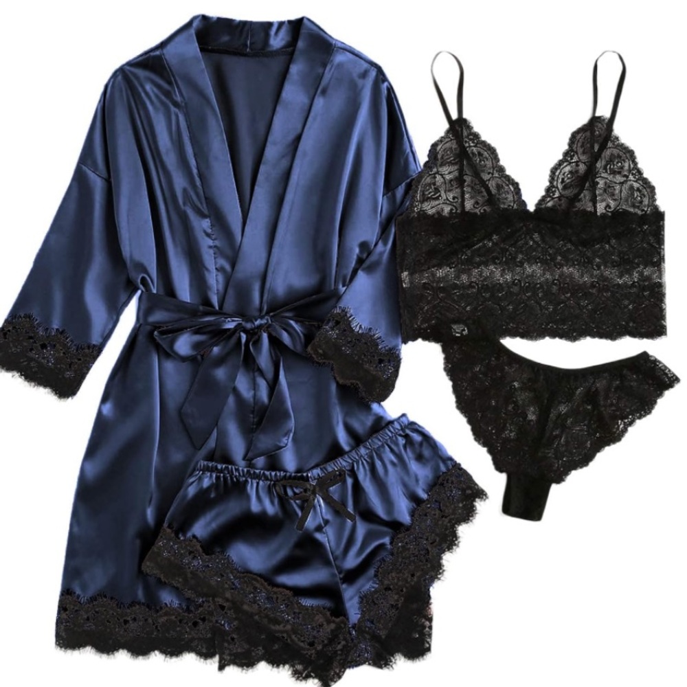 Women's Satin Pajama Set 4pcs  Size 3XL